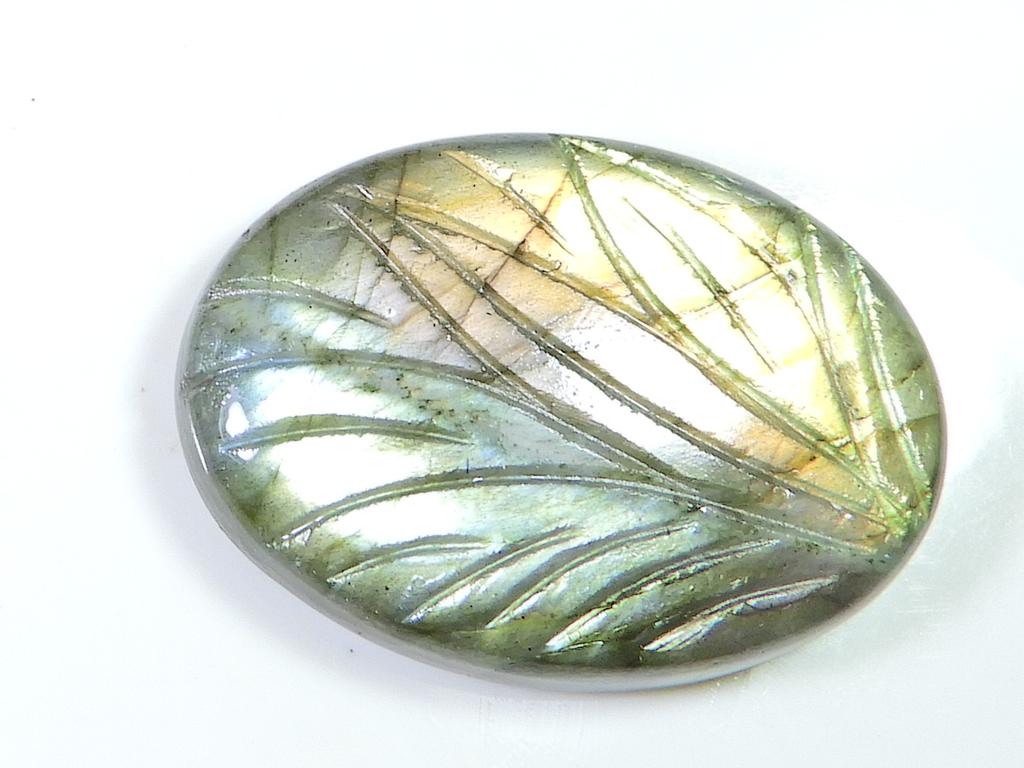27X38MM Natural Labradorite Carving Oval Designer  Loose Gemstone 77Cts. SK-1356