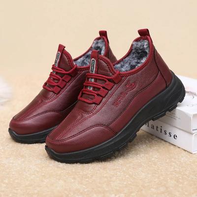 Women's Cotton Shoes Winter New Warm Snow Boots Middle-aged Elderly Casual Comfort Plush Warm Lace Up Walking Cotton Shoes