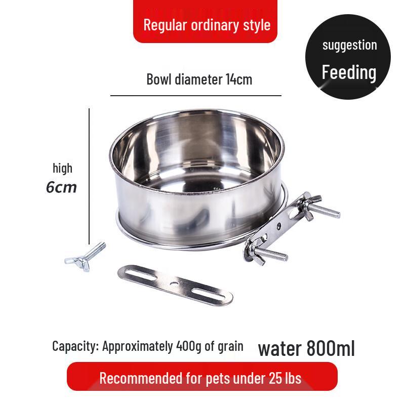 Qiwo Stainless Steel Anti-Tip Hanging Dog Bowl