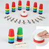 Montessori Colorful Stacking Cup Game With Cards Kids Educational Intellectual Enlightenment Color Cognition Logic Training Toy