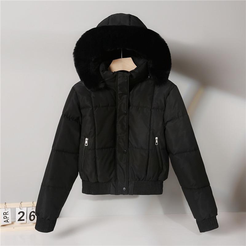Women S Winter Hooded Short Long Sleeve Cotton Padded Coat