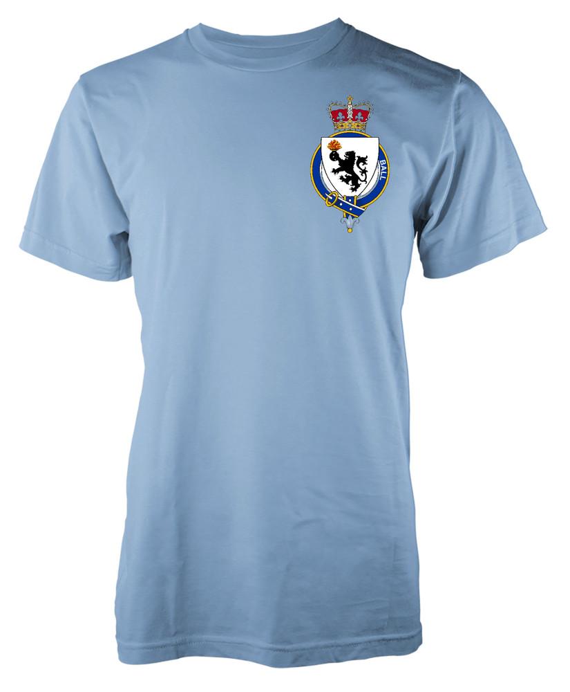 

Personalised Family Name Ball T-Shirt Family Crest Badge Coat Of Arms Adult L