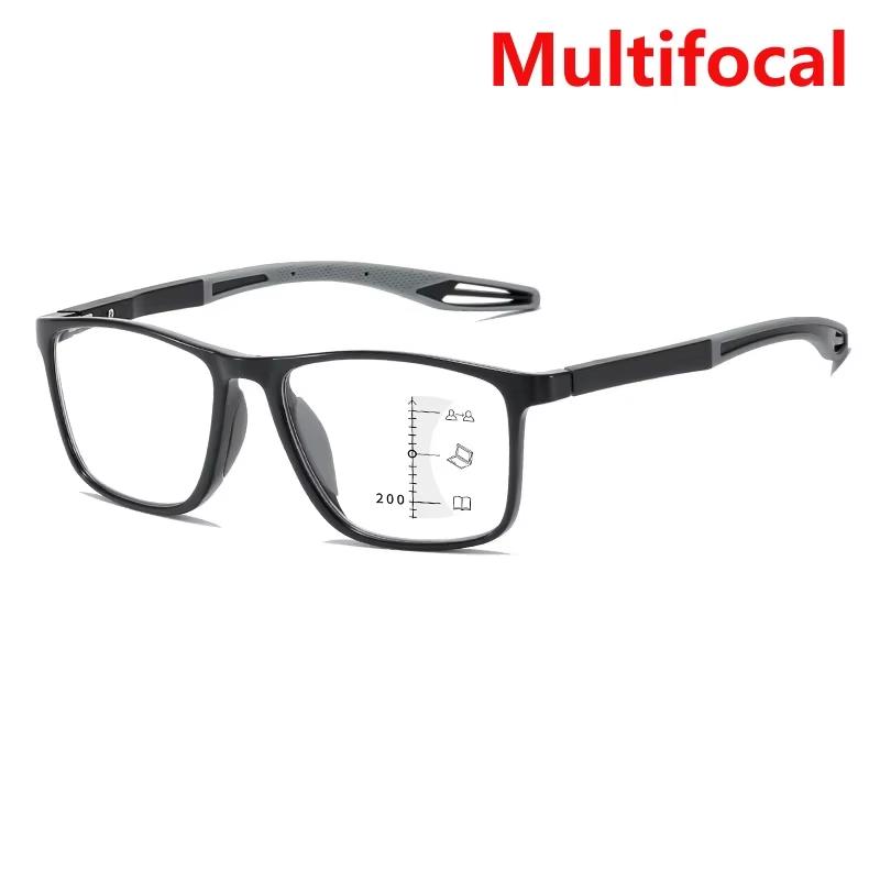 New Trendy TR90 Pochromic Multifocal Reading Glasses 3 in 1 Outdoor Bifocal Sunglasses Sports Anti Blue Near Far Eyeglasses