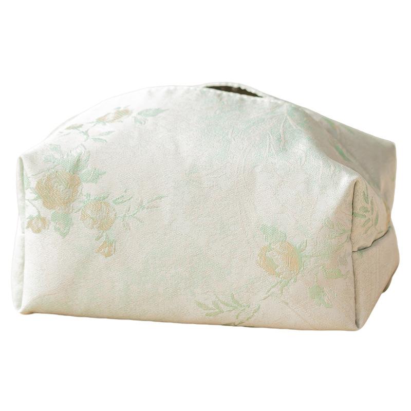 Ribbed fabric tissue bag, Chinese style living room, bedroom, office desk, paper box, tissue storage cover