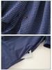 Japanese Style Blue Plaid Cotton Linen Shirt Dress for Women - Summer Short Sleeve Long Layered Design