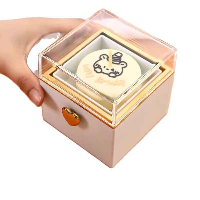 Romantische Kleine Bär Drehbare Kuchenringbox - Perfektes Geschenk für Mädchen oder Ehefrauen Geburtstag, Kreative Überraschung und Geständnis