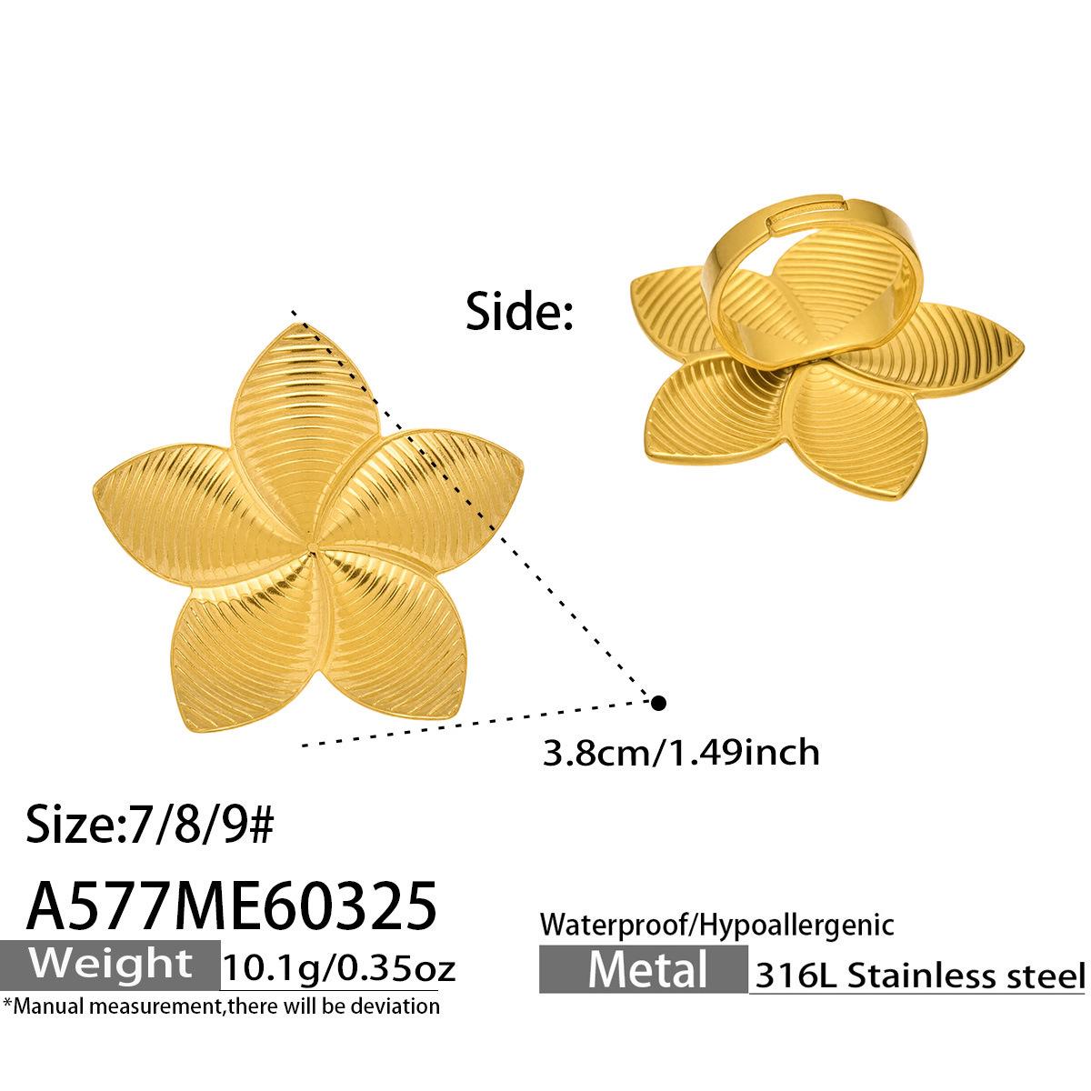18K Gold Plated Geometric Shell Bead Natural Stone Open Ring with Niche Design Size 9