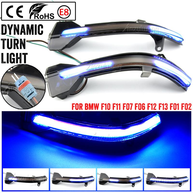2pcs LED Dynamic Turn Signal Blinker Side Rear-View Mirror Indicator Light For BMW 5 6 7 Series F10 F11 F07 F06 F12 F13 F01 F02