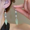 "Silver Needle Bamboo Fan Earrings: Butterfly Drop, Retro Fashion for Women"