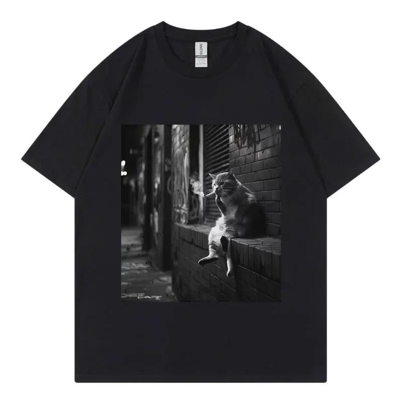 Cool Cat Fashion Casual Short Sleeve TShirt Streetwear Unisex Harajuku Y2K Fashion Casual Loose Cotton Summer New TShirt