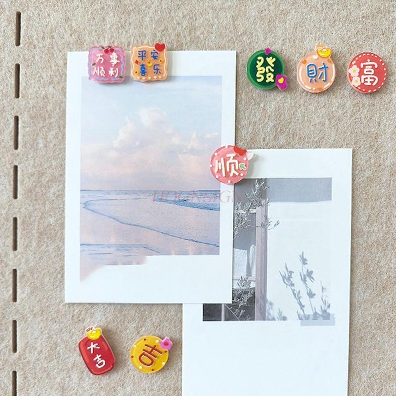 8pcs Push Pin Emoji Pack Acrylic Felt Soft Wooden Board Push Pin Message Board Pin Press Pin