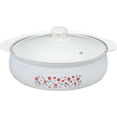 Wahei Freize Tischtopf 27cm IH/Gas Zweihandtopf Keramik verarbeitet Emaille verarbeitet Weiß Showa Retro Retro RB-2867