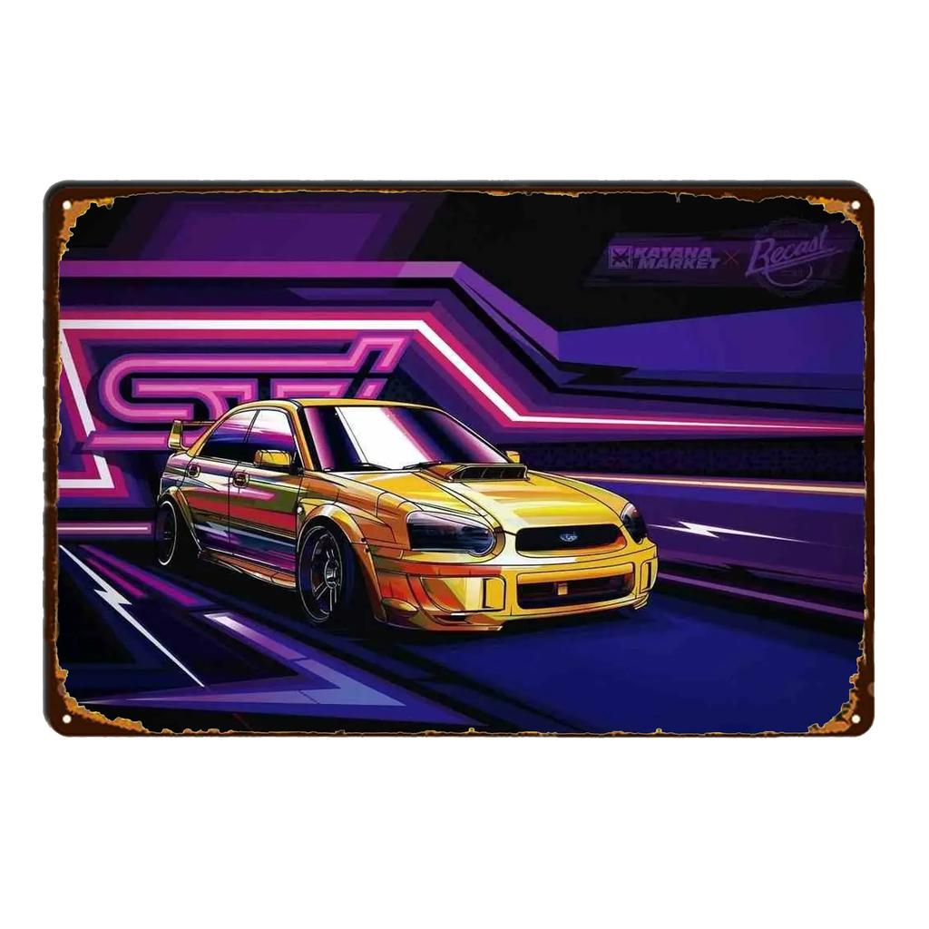 Sports Car Racing Poster Rust Shabby Tin Sign Art Decor Garage Bar Man Cave Signs Decorative Plaques Wall Metal Tin Plate Sig