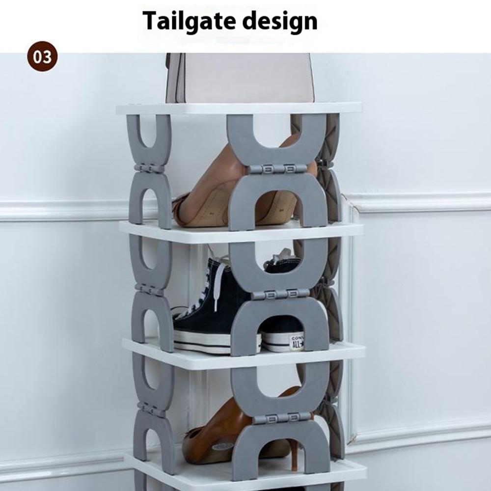 

Foldable 5 Tiers Shoe Rack Organizer Home Entryway Bathroom Dorm PP Storage Shelf Grey