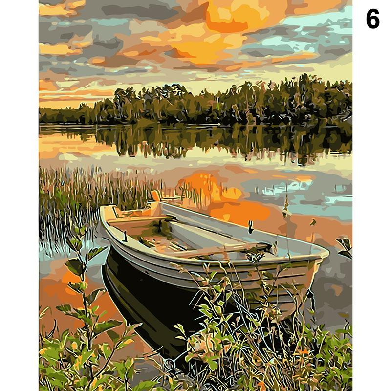 Paint By Number for Adults Scenery Oil Painting on Canvas Handmade Landscape Paint By Numbers Kits for Home Wall Decor 40X50CM