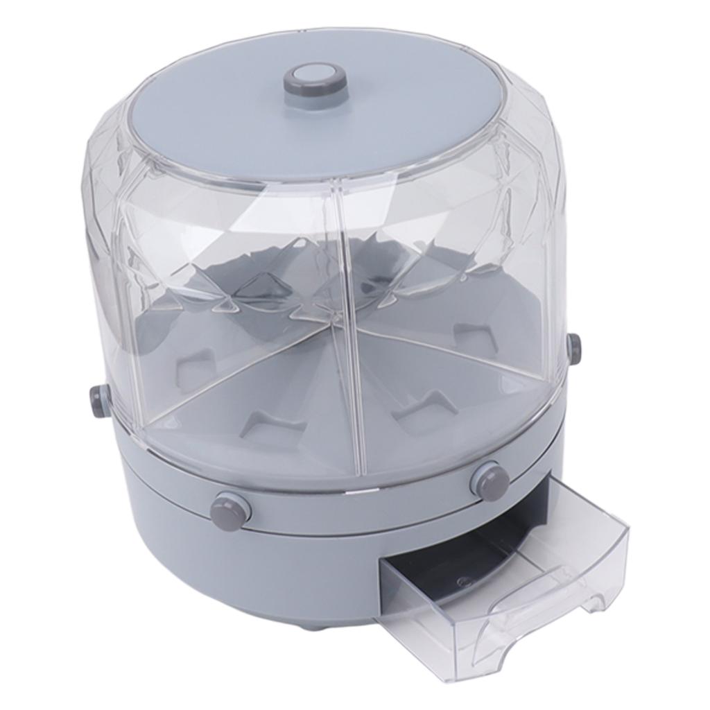 Rotating Rice Dispenser 13.2lb Capacity 6 Grid Airtight One Click Output Dry Food Storage Container