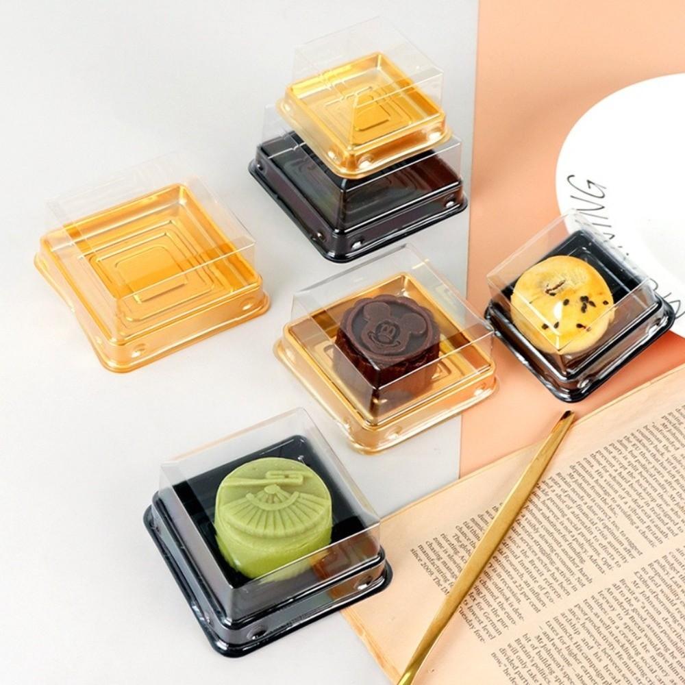 50pcs Transparent Muffin Container Box Square Shape Cookies Sealed Storage Box  Wedding