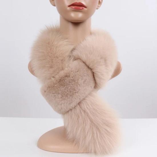 New Winter Lady Natural Real Fox Fur scarves Women Warm Fluffy Luxury Genuine Fox Fur Mufflers With Rex Rabbit Fur Scarf