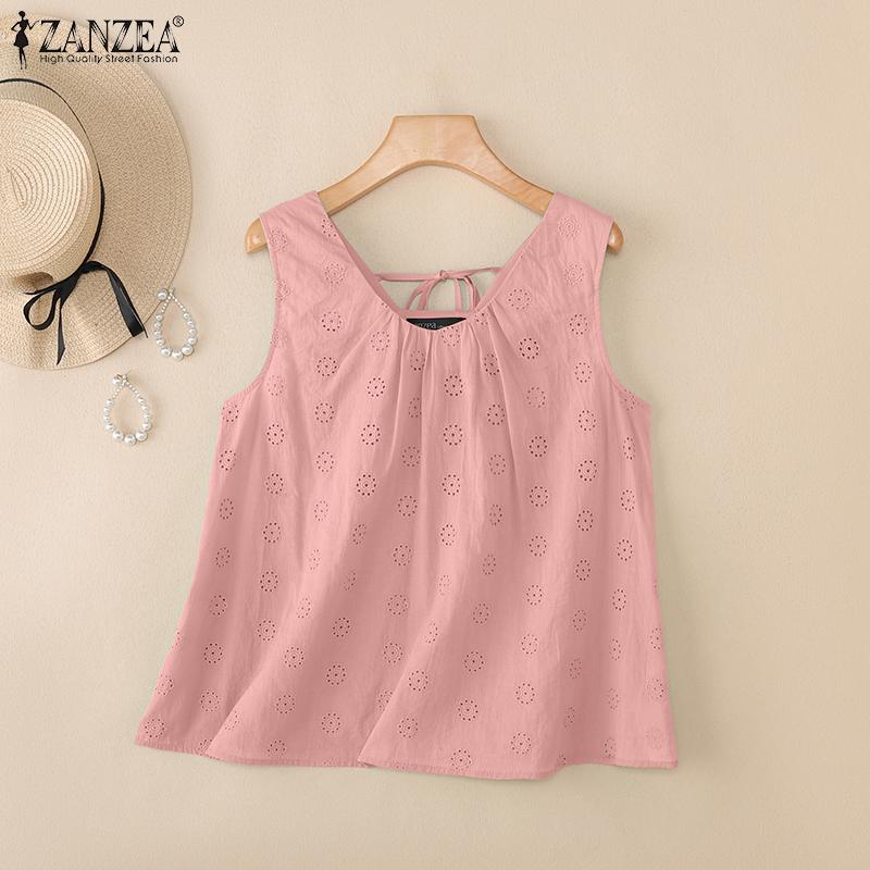 ZANZEA Damen Sommer Casual V-Ausschnitt Ärmellose Tanktops