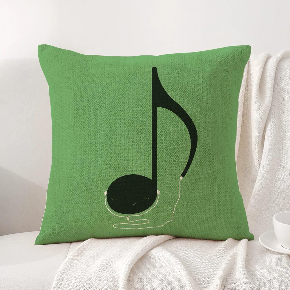 Musical Notes Cushion Cover Natural Linen Organic Fabric DoubleSided Printing Sofa Home Decor Breathable Bed Pillow