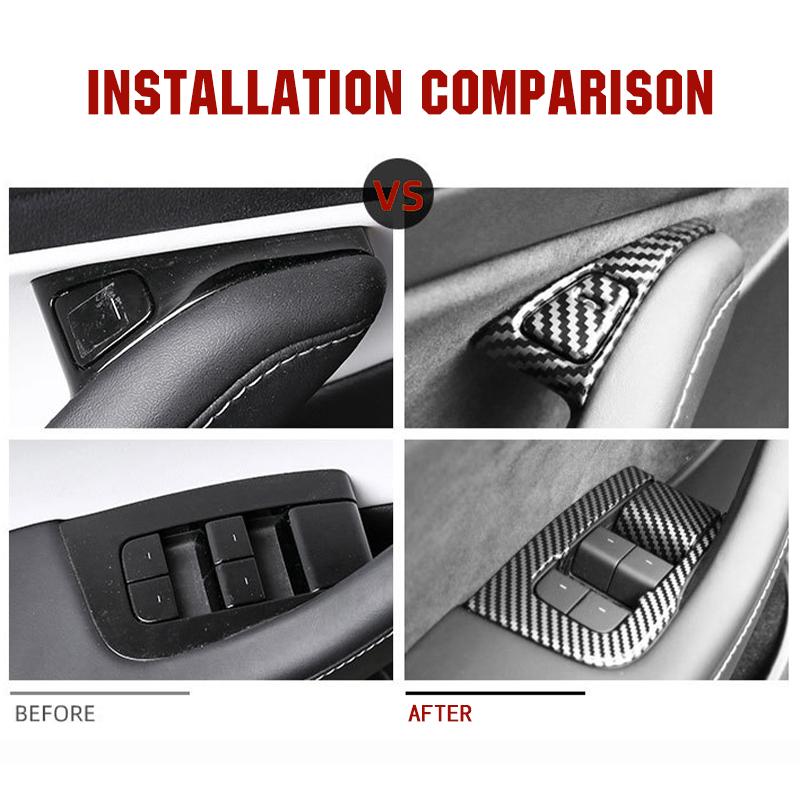 For Tesla Model 3 Model Y Car Window Control Panel Button Decor Sticker 14Pcs Door Switch Trim Frame Cover Car Interior