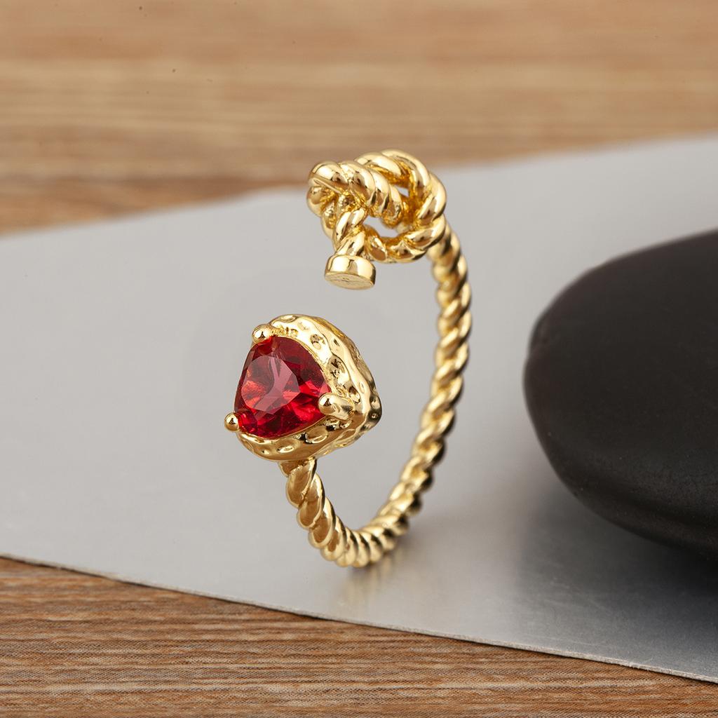 Nidin New Fashion Romantic Love Heart Shape Cubic Zirconia Open Rings Adjustable For Male Female Couples Fine Finger Jewelry