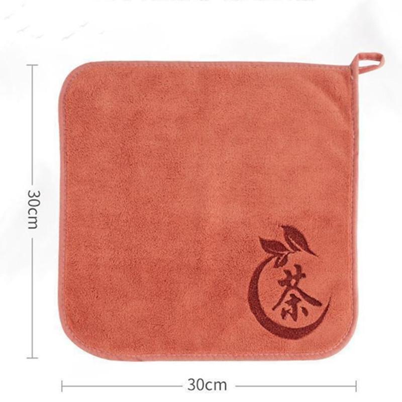 1Pc 30x30cm Square Solid Color Microfiber Thickened Tea Table Cloth Dining Table Absorbent Soft Tea Towel коричневый