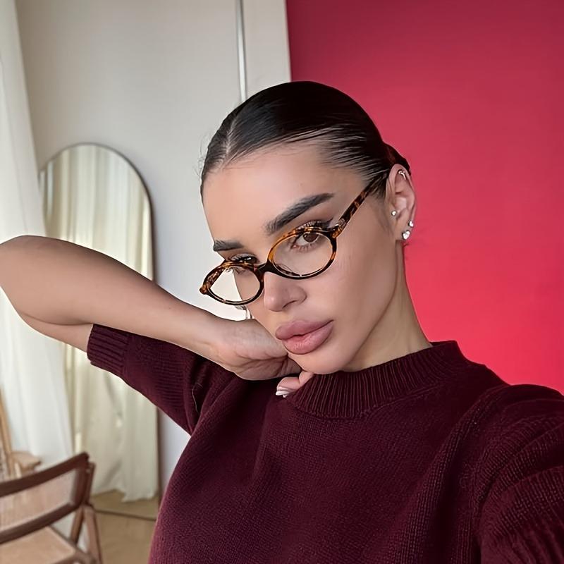 4PCS Oval Shaped Small Frame Transparent Glasses Fashionable Retro Personalized Glasses Frame Women's Glasses Daily Wear