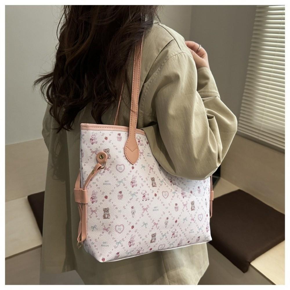 Fashion PU Leather Women's Shoulder Bag Large Capacity Zipper Crossbody Bag Tote Bag