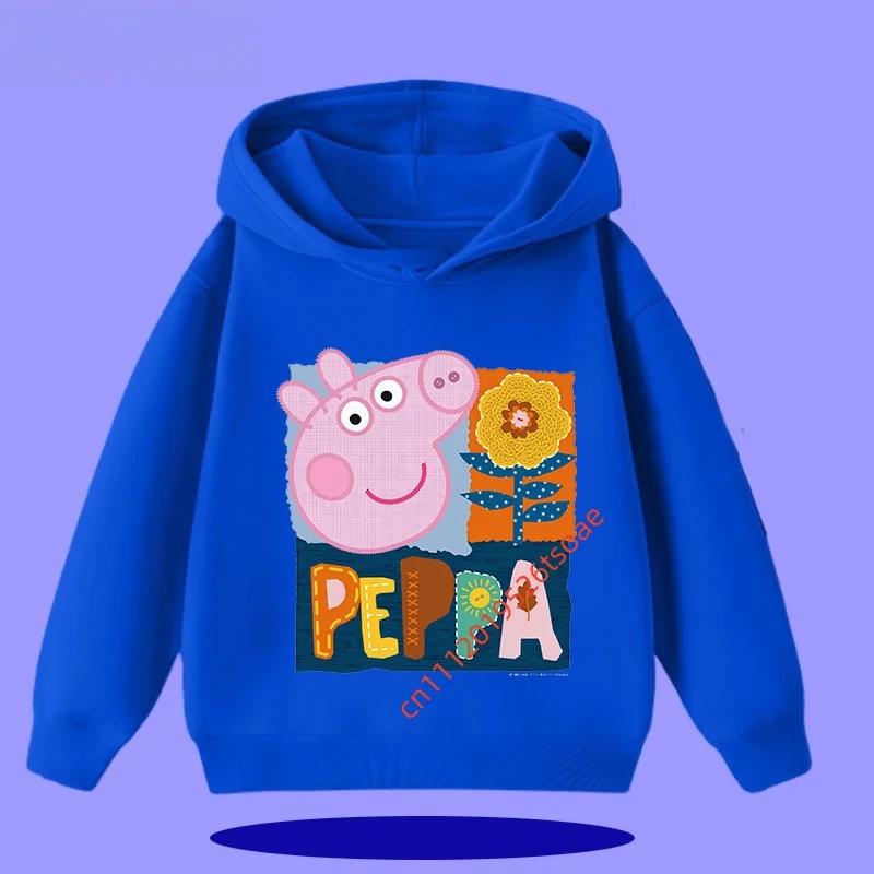 Peppa Pig Children's Hooded Sweatshirt 2026 New Style Cartoon Print Boys' Sport Shirt Girls' Casual Shirt