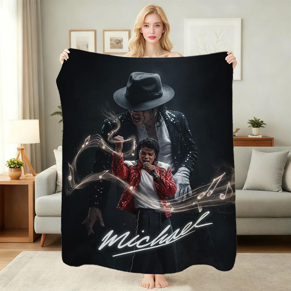 Michael Jackson Pop Theme Blanket Cozy Warm Fleece Blanket For Camping Travel Party Decor Great Holiday Gift