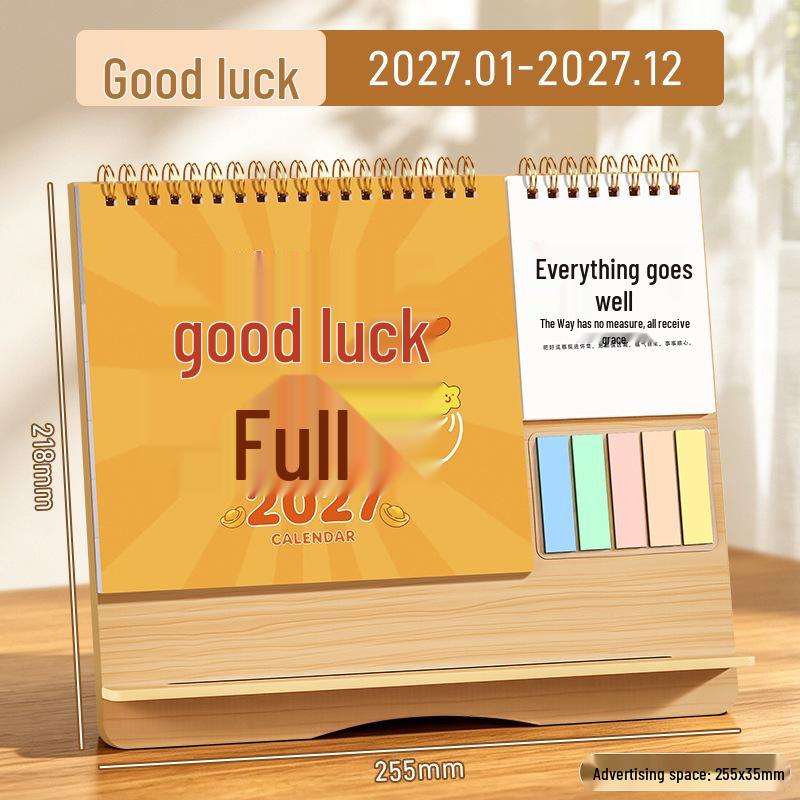 Inspirational Wooden Desk Calendar 2026 with Memo Pad - Customizable Creative Advertising Calendar