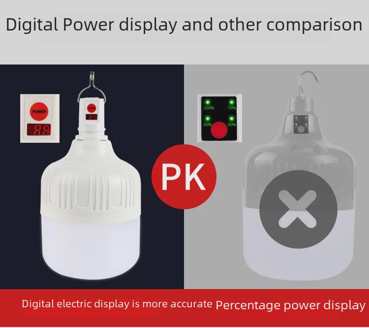 Rechargeable LED Emergency Light with Digital Display for Outdoor Night Stalls
