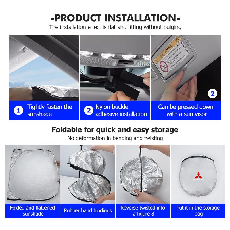 For Mitsubishi Car Foldable Windshield Sun Shade Visor UV Protection Shield Auto Accessories Lancer ASX Pajero Mirage Attrage
