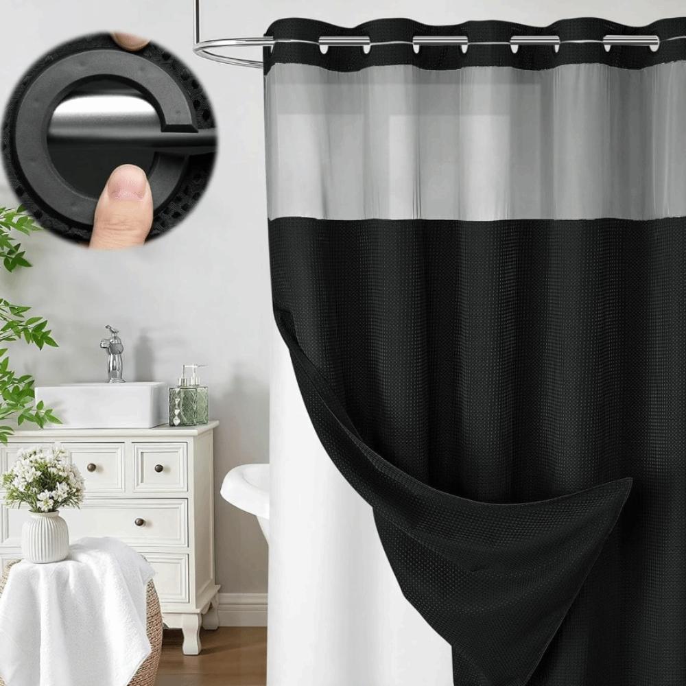 Tenda da Bagno a Doppio Strato con Pesi Magnetici Tenda Divisoria con Motivo a Waffle Tenda da Doccia Hotel