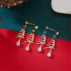Christmas Tree And Star Drop Dangle Earrings With Ceramic Ear Pins For Womens Holiday Jewelry
