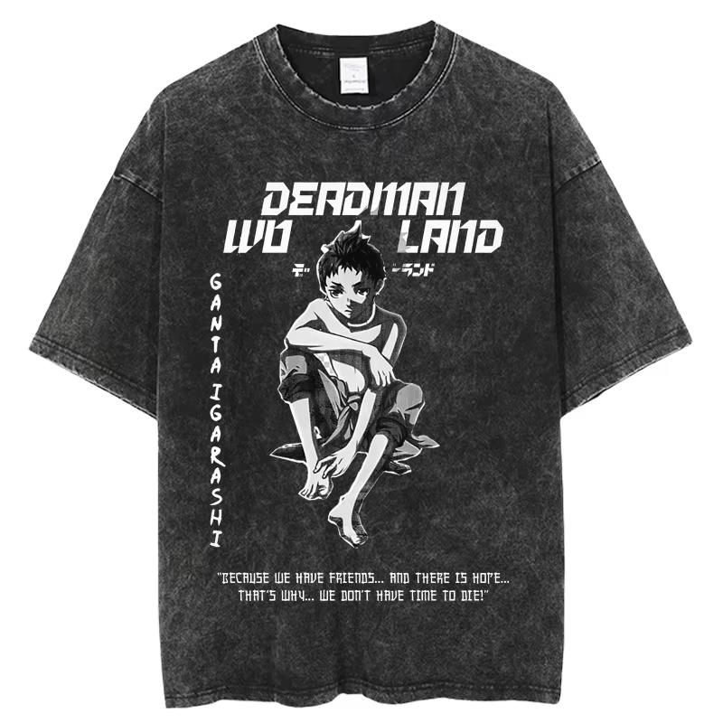 Anime Deadman Wonderland Shiro Graphic T Shirt Men Women Manga T-shirts Vintage Washed Tee Harajuku Oversized T-shirt