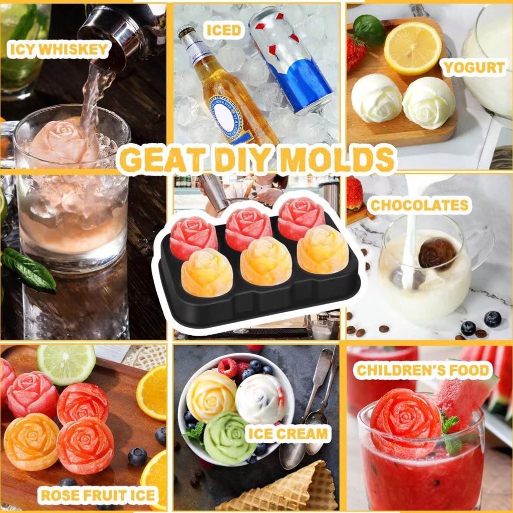 Tray Silicone 6   No BPA Ice Making Accessory with Lid for Cocktail Whisky