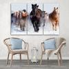 Three piece picture canvas print Horses at a gallop Winter