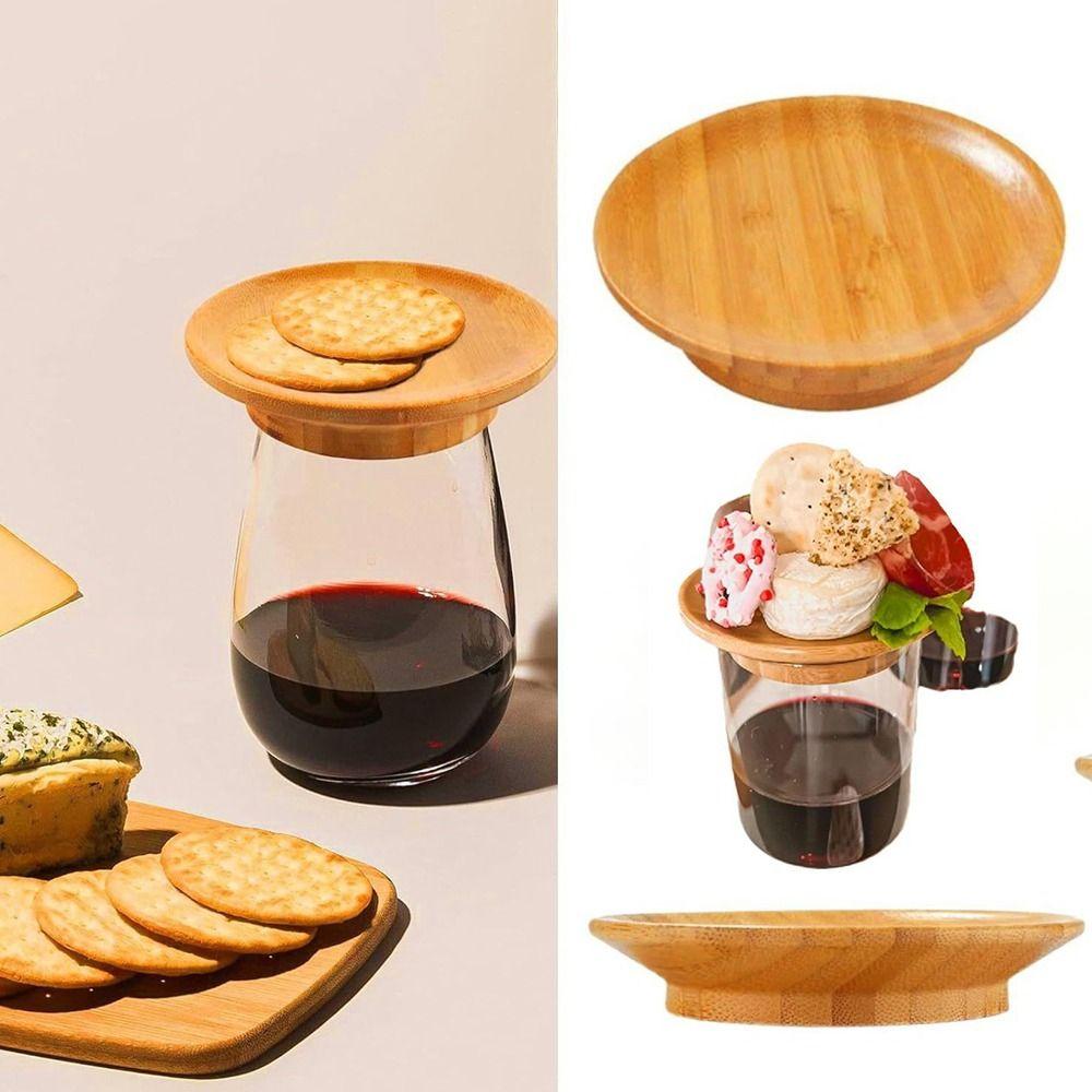 Charcuterie Board Safety Wine Coaster Wooden Non-toxic Wooden Red Wine Lid Odorless Splashproof Dessert Wooden Tray Bar Supplies