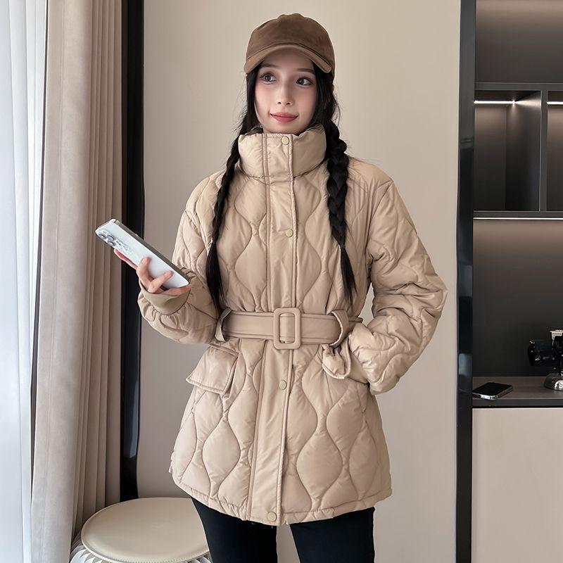 Cappotto Invernale Caldo Trapuntato Imbottito in Cotone Piumino da Donna Ispessito Slim Fit con Cintura in Vita Giacca alla Moda