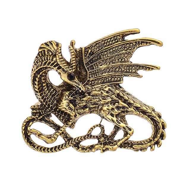 

Новая винтажная брошь в виде крылатого дракона, металлические значки на лацкан в виде животных, ювелирные изделия, значки на воротник рубашки, броши для мужчин, аксессуары для одежды