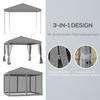 Folding Gazebo, Folding Tent with Side Walls Incl. Carry Bag, Garden Gazebo, Metal, Oxford Fabric, 3 X 3 M, Light Grey