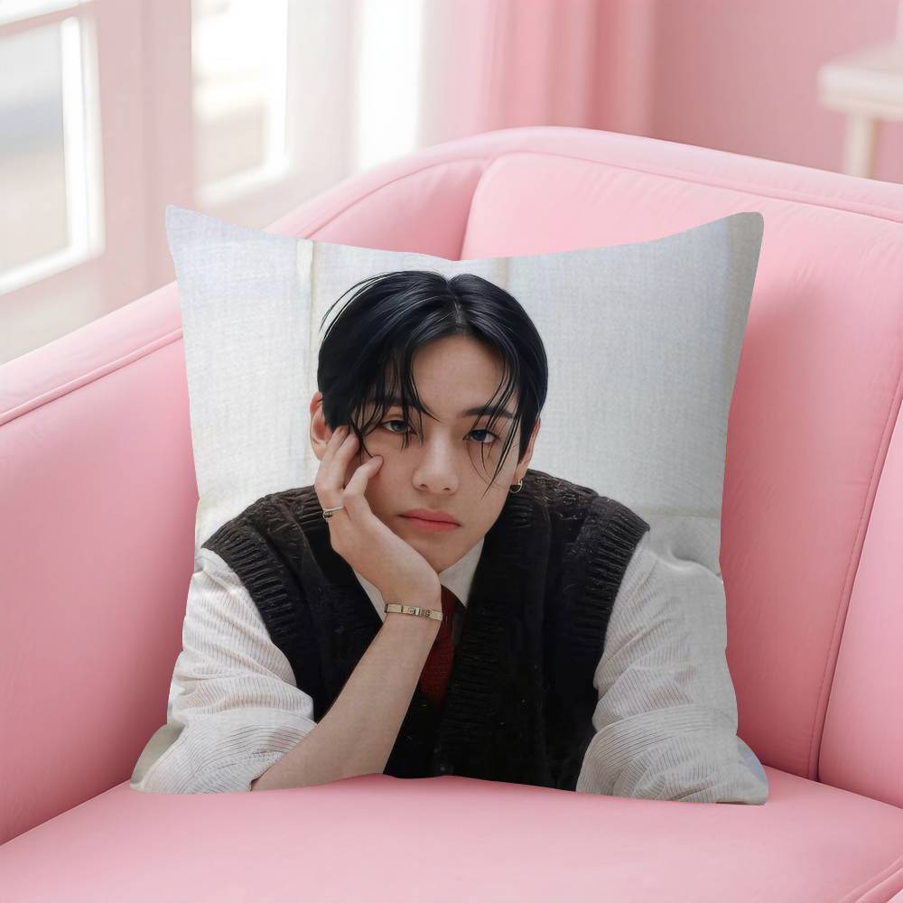 Singer Kim T-Tae-Hyung Office Cushion Pillowcase Car Cushion Cover45X45Cm Lumbar Pillowcase Sofa Pillowcover