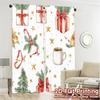 2pcs  Curtains Christmas Tree Bow Gift Snowflakes (3) Light Filtering Popular Curtains Machine Washable Fabric Curtains