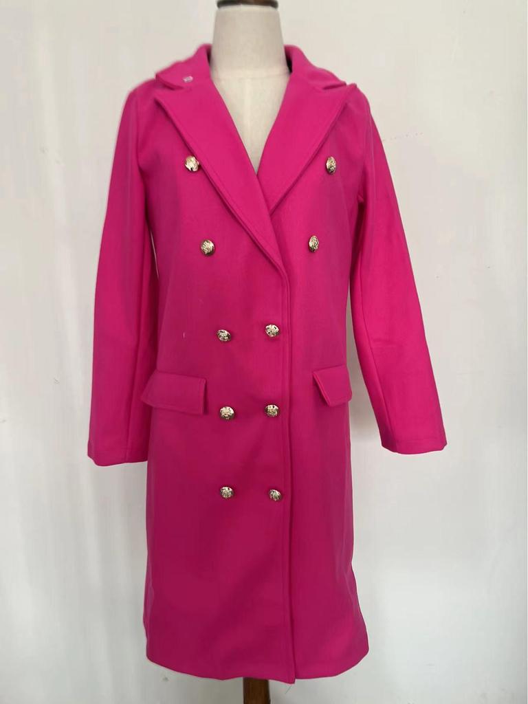 European Size Women's Multi-Button Woolen Overcoat - Autumn/Winter Collection