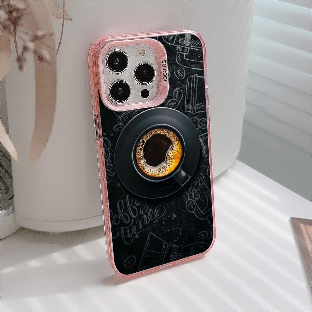 Coffee Beans Pink Translucent Mobile Phone Case for iPhone 17 16 15 14 13 12 11 X XR XS Air Pro Max Plus Colorful Cover