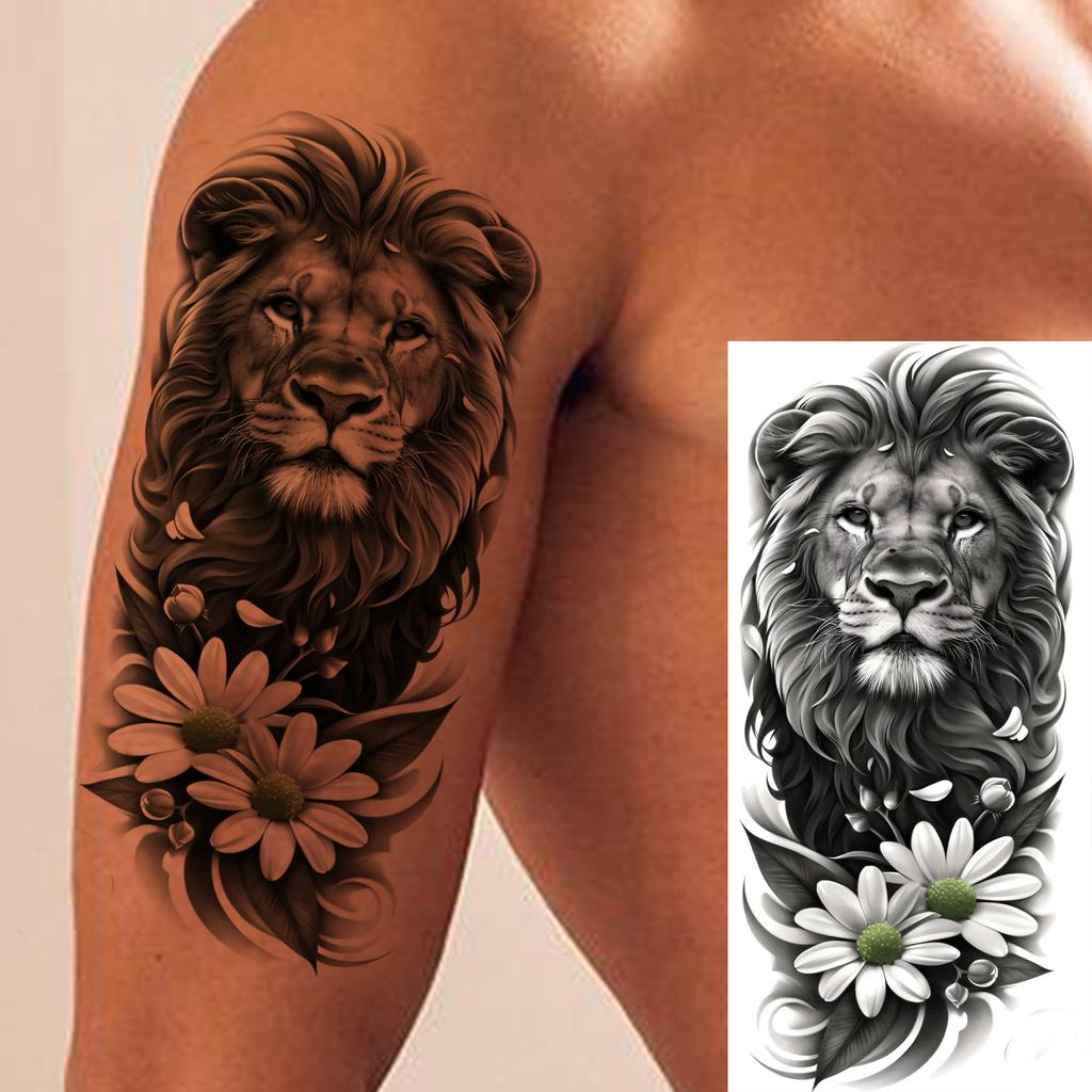 1 Sheet Bravery Tiger Temporary Tattoos For Men Adults Women Waterproof Fake Tattoo Sticker Disposable Washable Tatoo Decoration