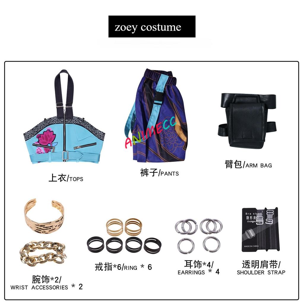 ANIMECC IN STOCK Size110cm-150cm Huntrix Zoey Cosplay Kids Costume Wig Movie K-pop Demon Hunter Cosplay Halloween Party Outfits