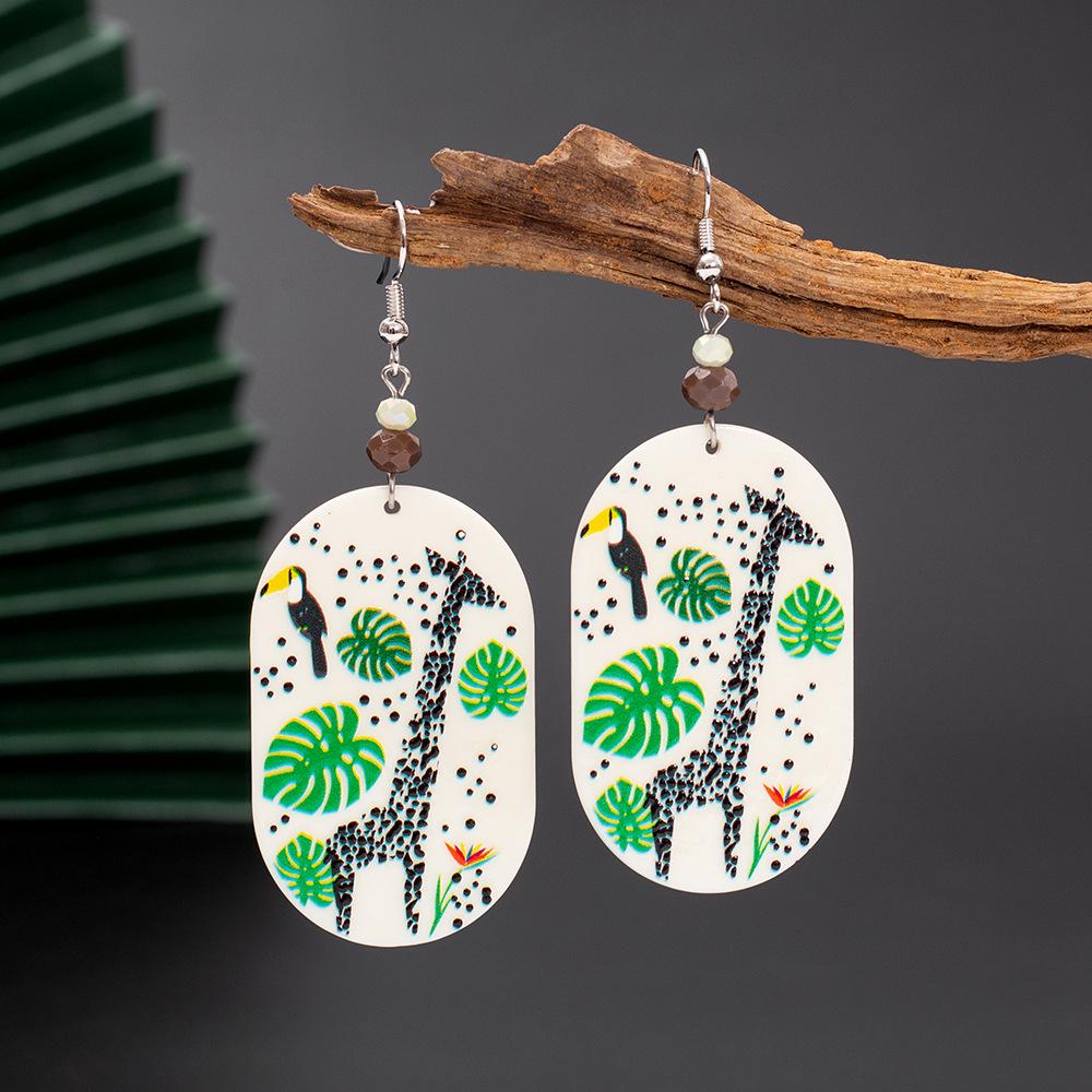 Korean Fashion Geometric Giraffe Retro Acrylic Earrings